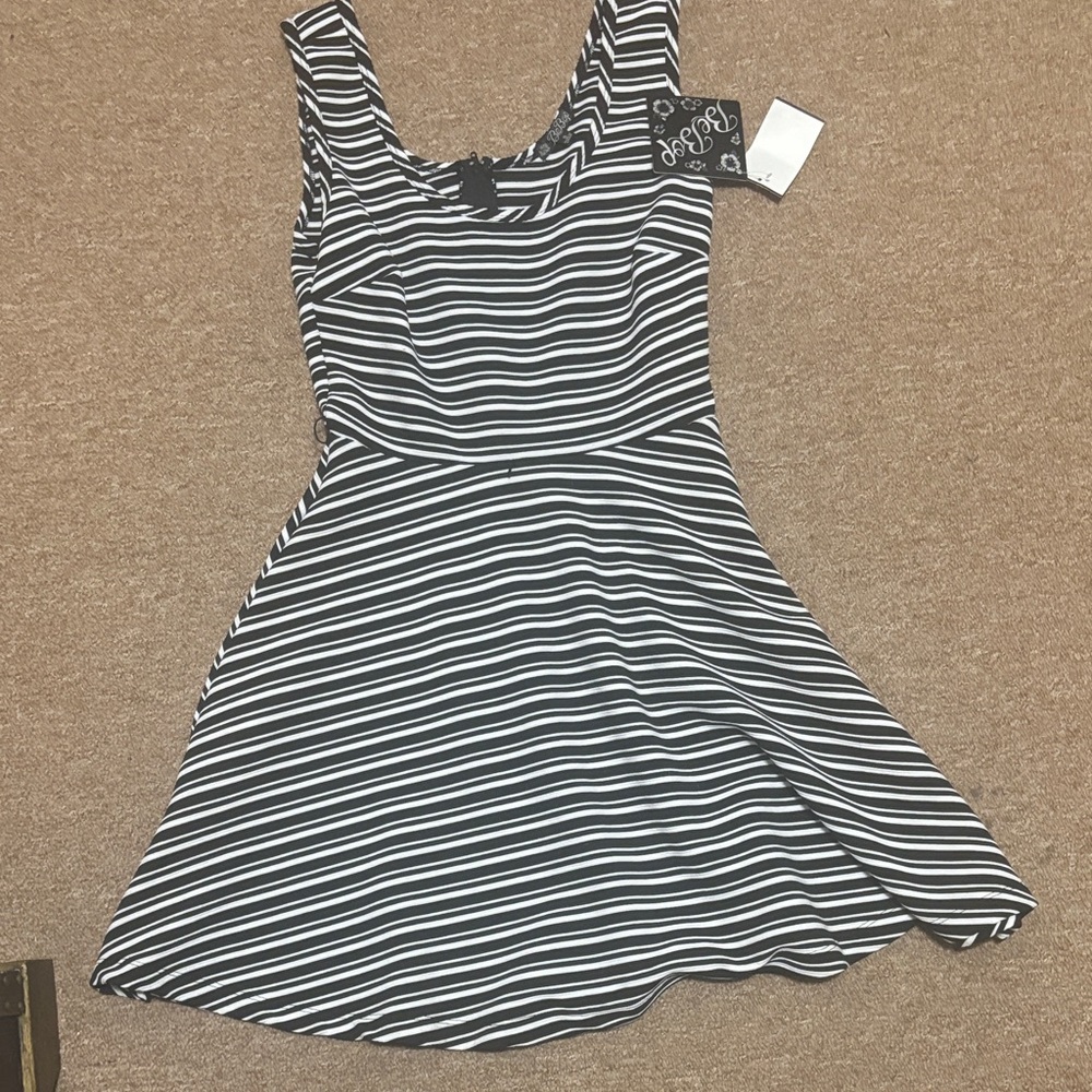 BeBop Black and White Striped Mini Dress